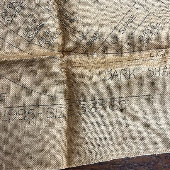 Vintage Geometric Stamped Burlap for Rug Making #1995 Size 36x60 - Picture 9 of 13